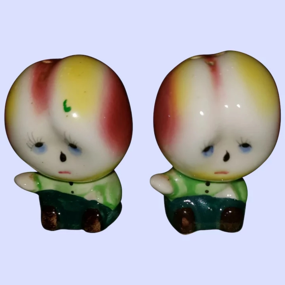 Sweet Ceramic Anthropomorphic Veggie Salt & Pepper